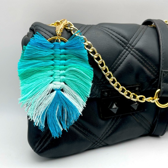 BOHO FRINGE | Handmade Aqua Blue Ombré | Bag Charm | Keychain (Brand New!) ✨ - Picture 1 of 10
